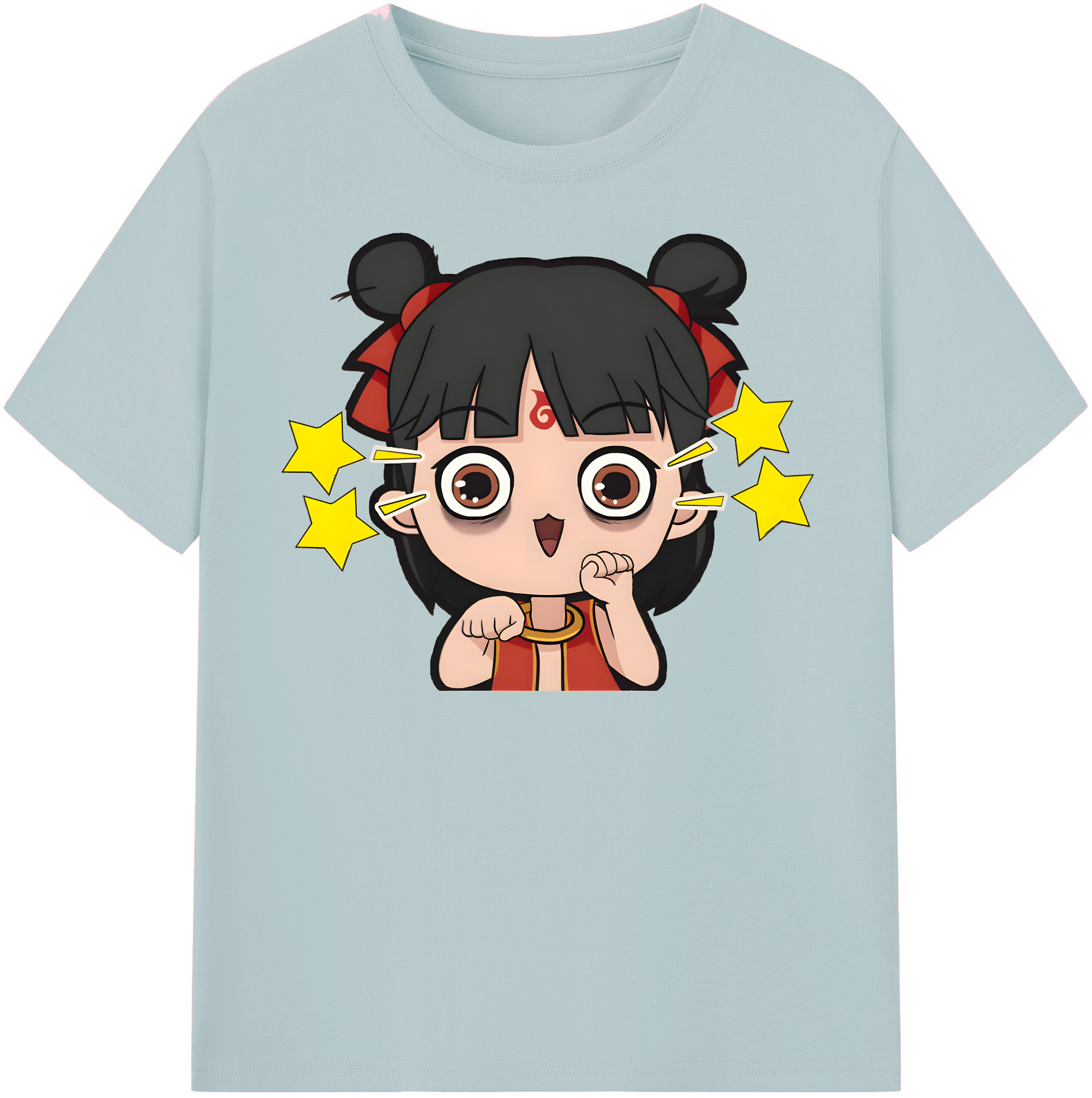（画像用） Ne Zha 2 ナタ 魔童の大暴れ 綿100％半袖Tシャツ（フロントプリント）